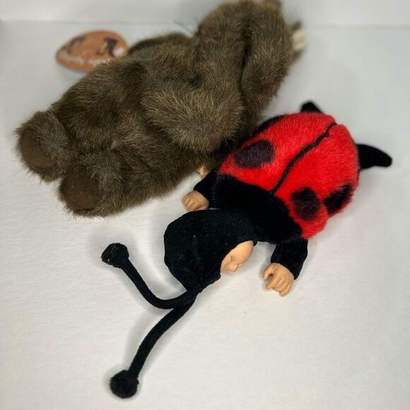 2-Anne Geddes Ladybug & Baby Squirrel Plush Stuffed Dolls 8-9" 1998 1-NWT - Picture 3 of 13